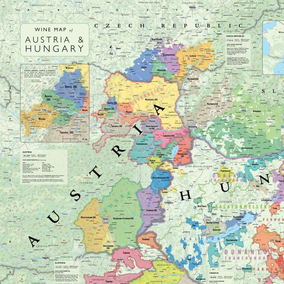 Wijnkaart Oostenrijk / Hongarije