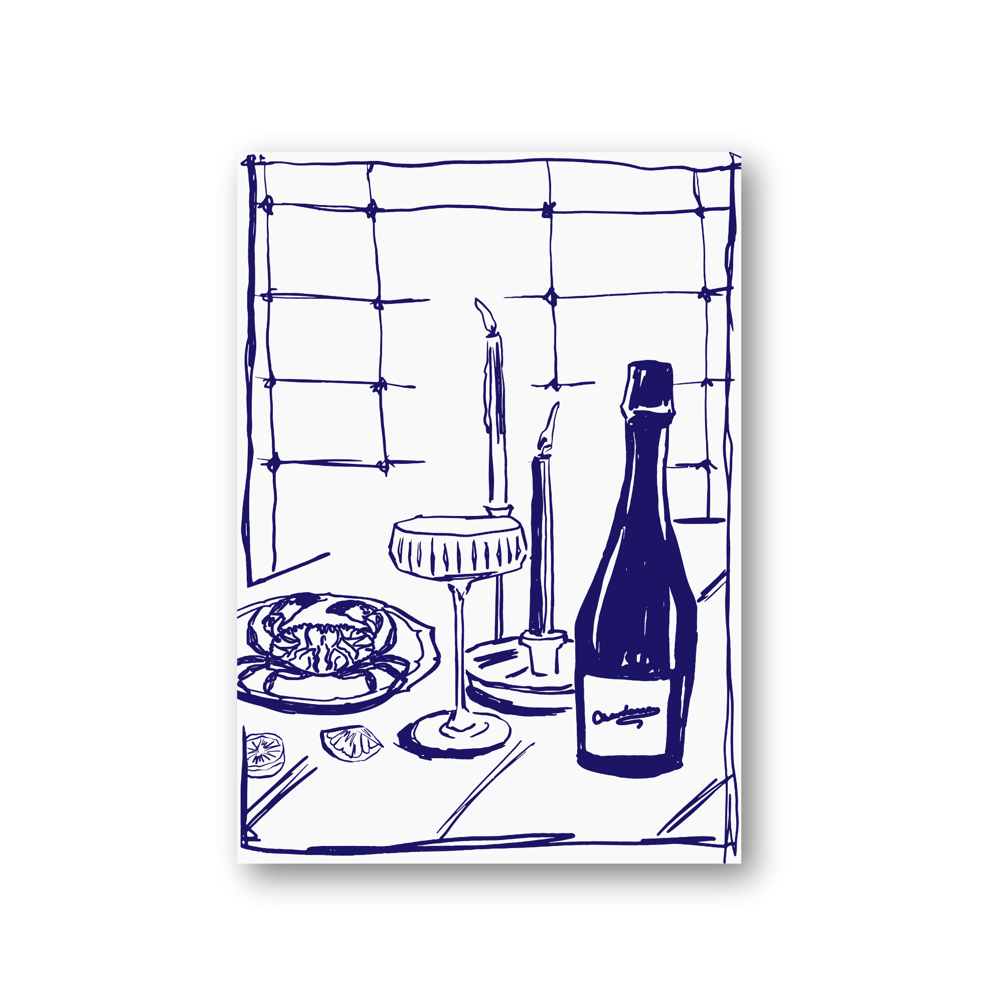 Wijn & kreeft (blauw)